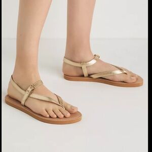 Anthropologie Pilcro Thong Sandals Women’s Gold Leather NWT